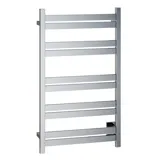 Bathroom with slanted walls inspiration featuring a stylish electric towel warmer that not only adds an aesthetic element to the bathroom but also leaves towels wonderfully warm.