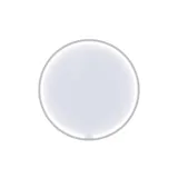 Large bathroom inspiration with a yellow vanity unit with an elegant white sink and countertop, stylish black shelf, and beautiful round mirror with white border, white marble walls and floor, and small black tiles give a modern and urban look.