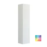 Large bathroom inspiration with grey vanity unit with integrated handle, stylish side-mounted sink, square mirror with rounded corners, concrete-look walls and raw materials for an urban look