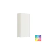 Large bathroom inspiration in Nordic style with bathroom furniture in light blue colour and wooden countertop with elegant countertop basin, herringbone wooden floor creating a bright and classic style