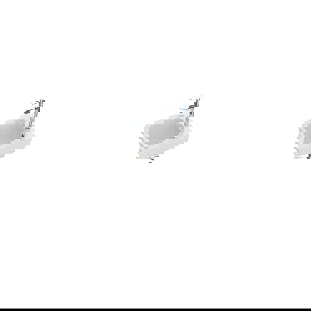 Stylish and minimalist bathroom inspiration featuring a micro basin with a small vanity unit, a square mirror with rounded corners and a lamp, and an elegant mirror cabinet.