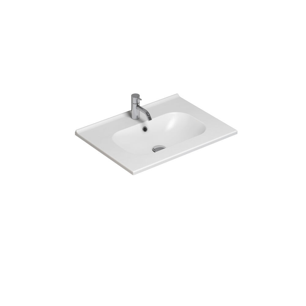 Small bathroom inspiration in a classic style with vanity unit and olive green cabinet, a beautiful square mirror, herringbone floor, and wallpaper provide a luxurious and refined look.