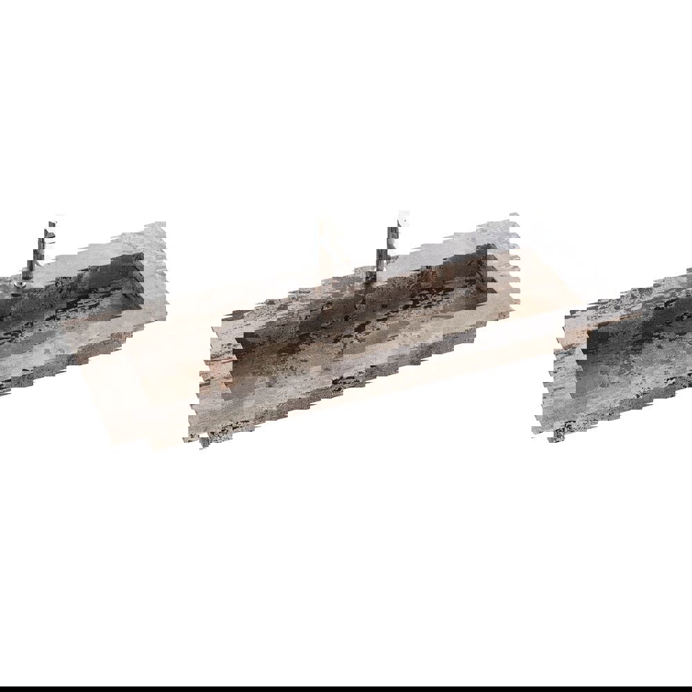 Large bathroom inspiration with grey vanity unit with integrated handle, stylish side-mounted sink, square mirror with rounded corners, concrete-look walls and raw materials for an urban look