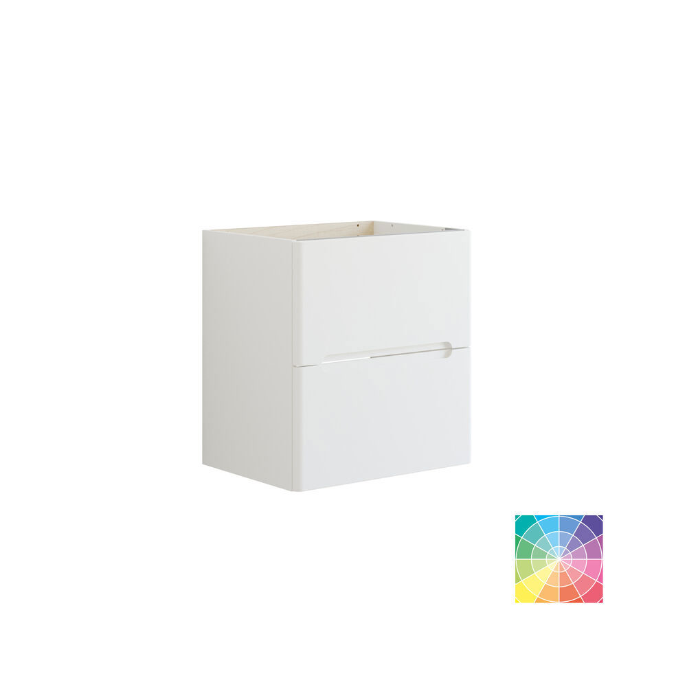 Bathroom inspiration with dark blue wall panels, romantic floral wallpaper, dark blue vanity with soft curves, and a beautiful round mirror with light, creating a vintage look