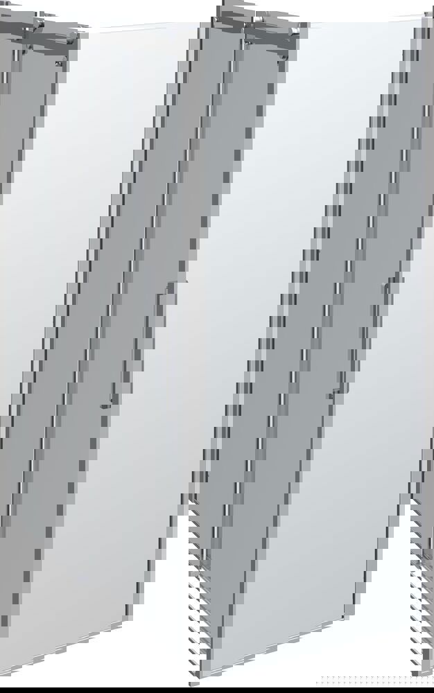 Large bathroom inspiration with large luxurious walk-in shower with sliding door, white bathroom furniture, large modern tiles and long curtains for a classic and romantic look