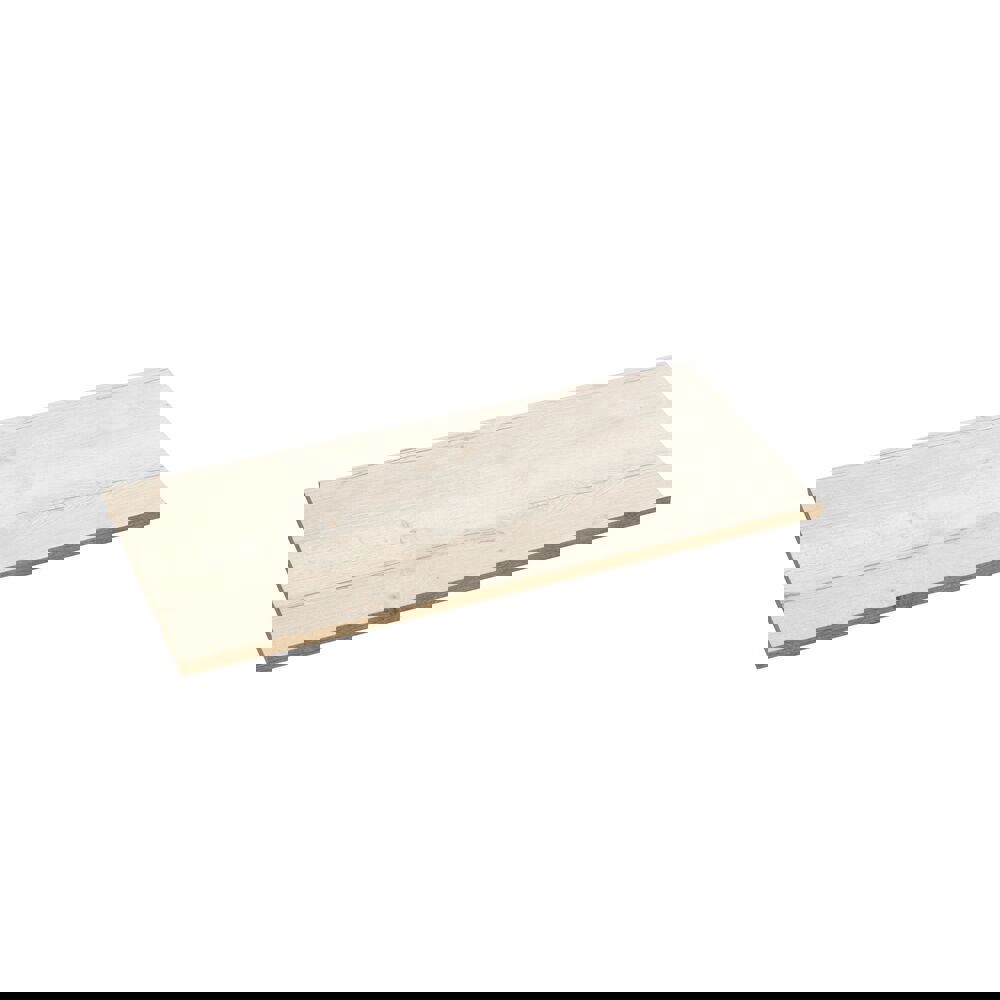 Large bathroom inspiration in Nordic style with bathroom furniture in light blue colour and wooden countertop with elegant countertop basin, herringbone wooden floor creating a bright and classic style