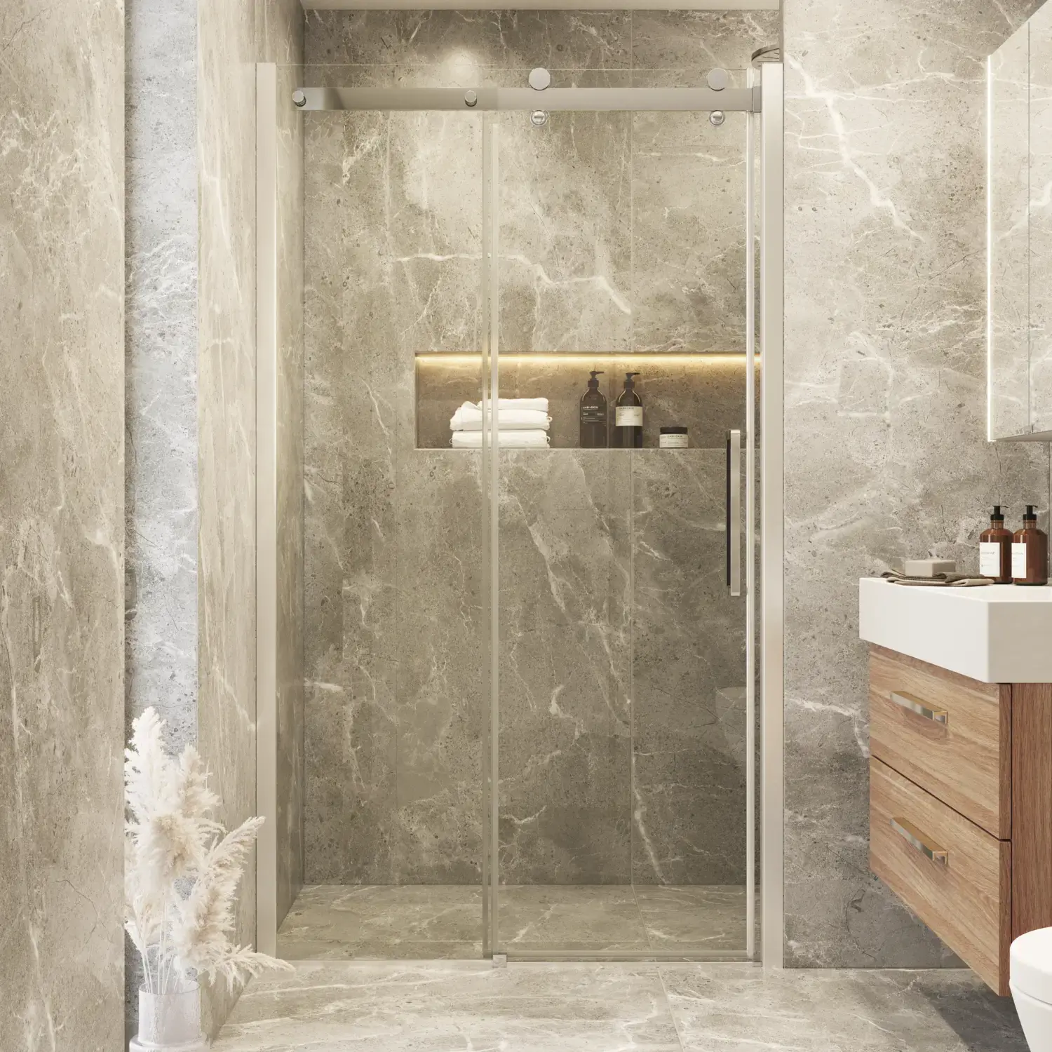 Bathroom inspiration with a shower enclosure with sliding doors for an elegant and luxurious look in your bathroom