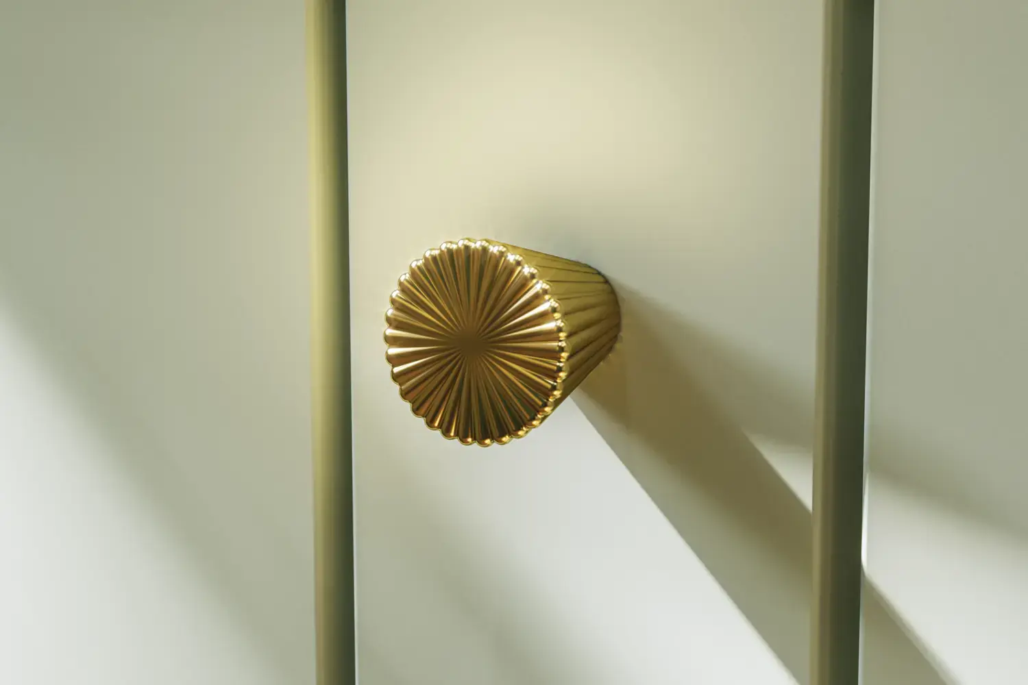 Bathroom inspiration with green special color bathroom furniture with natural oak sides, elegant grooves, stylish countertop with romantic oval countertop sink, beautiful oval mirror, combined with floral wallpaper gives a graceful, vintage retro look.