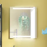 Small bathroom inspiration with bathroom furniture in black structure with elegant washbasin, practical and stylish decor and round brass handles, square mirror with integrated light for a modern look.